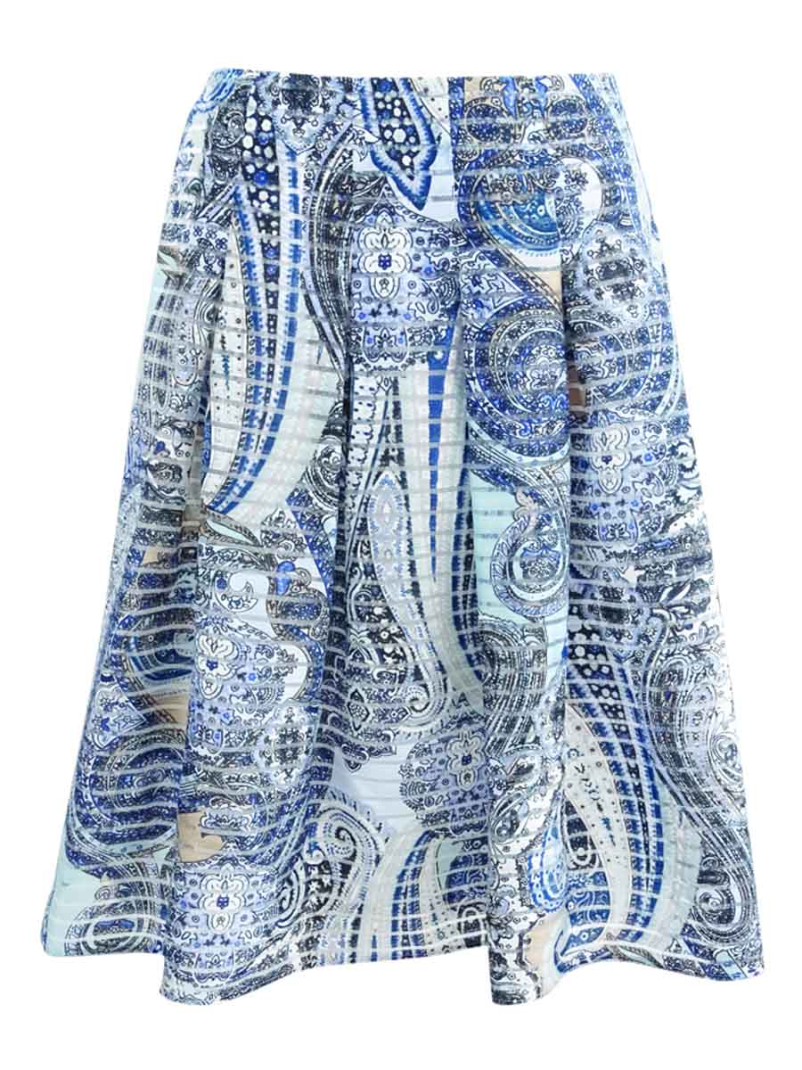 Women's Pleated Paisley-Print Skirt (14, Mist Multi)